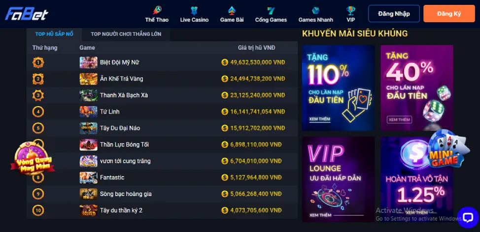 Thư viện trò chơi đa dạng tại 12win Casino